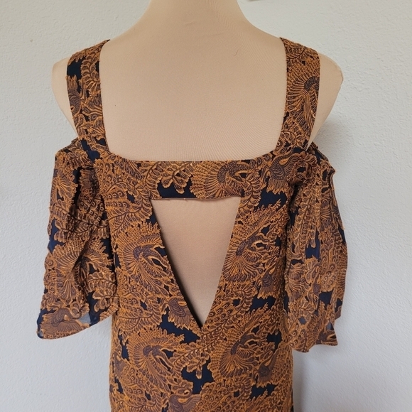 & Other Stories Blue and Gold Brocade Dress - Picture 6 of 6